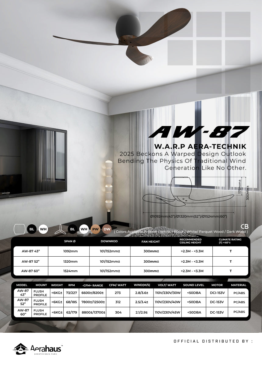AW-87 Aerahaus WARP Technik DC Ceiling Fan