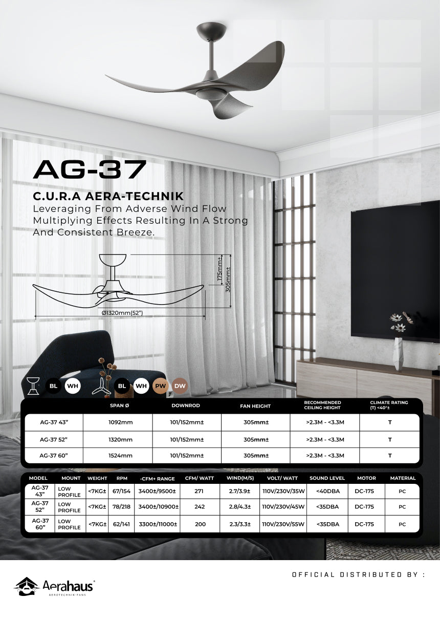 AG-37 Aerahaus Technik DC Ceiling Fan