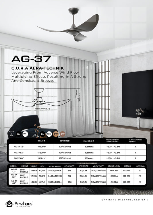 AG-37 Aerahaus Technik DC Ceiling Fan